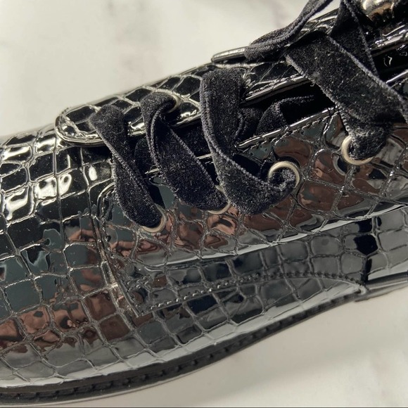 ATTILIO GIUSTI LEOMBRUNI Combat Boot Croc Embossed Patent Leather Size NWOT - Picture 9 of 12